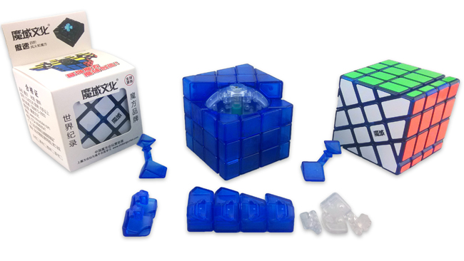 MoYu AoSu Crazy 4x4x4 Windmill Speed Cube Transparent Blue